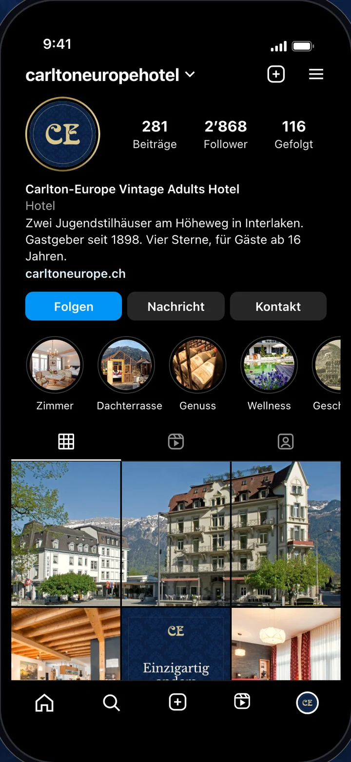Der Feed am Handy: Carlton-Europe