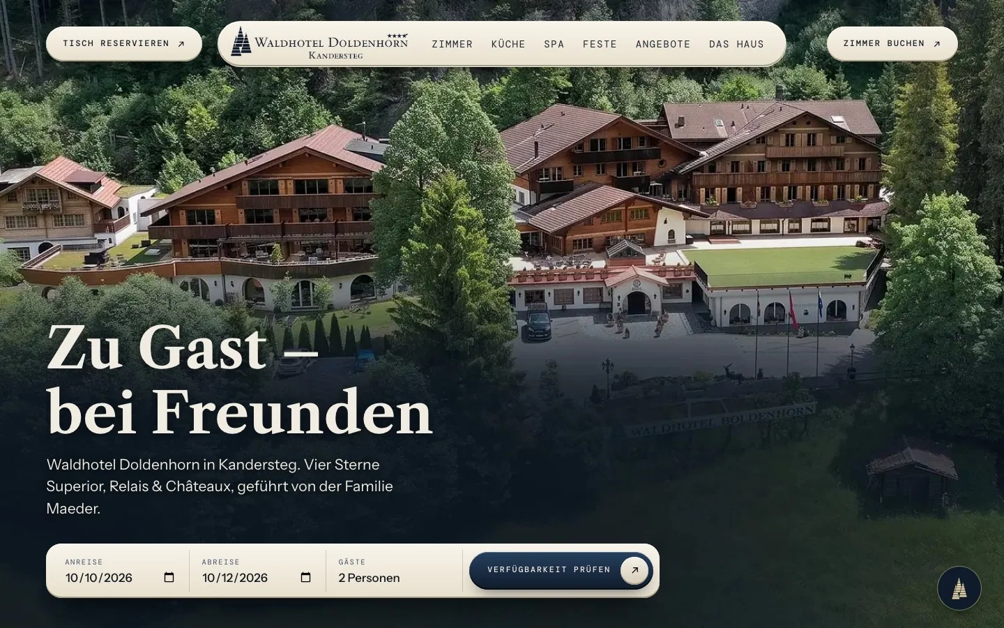 Die neue Startseite: Waldhotel Doldenhorn